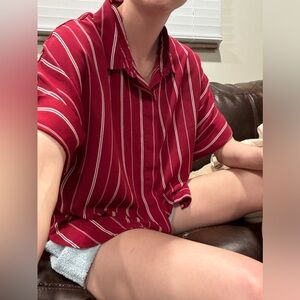 Forever 21 Satin Candy-Cane Sleep shirt